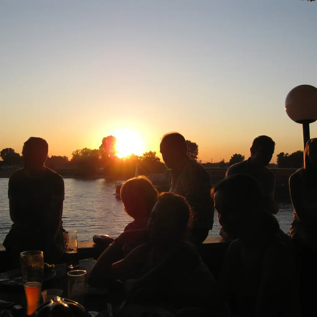 Golf beer garden with people celebrating